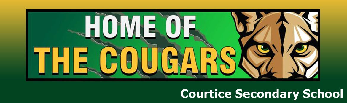 The words Home of the Courgars and a picture of the school logo